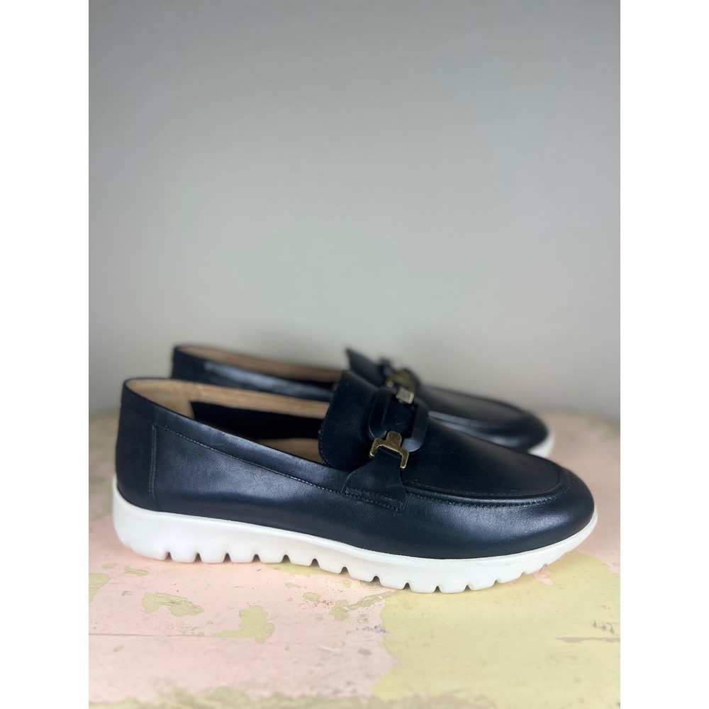 Brioso Shaye Leather Hardware Detail EVA Loafers Black Wedge Size 9 - Picture 3 of 12